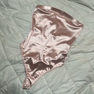 Strapless Pink Satin Bodysuit